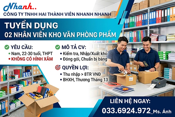 TUYỂN DỤNG NHÂN VIÊN KHO
